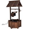 Garden Rustic Wishing Well Wooden Water Fountain with Pump