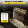 VEVOR Pool Fountain Stainless Steel Pool Waterfall 59.4" x 4.5" x 3.1"(W x D x H) with LED Strip Light Waterfall Spillway Rectangular Garden Outdoor